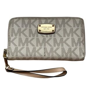 MICHAEL KORS neutral/ gold logo wallet